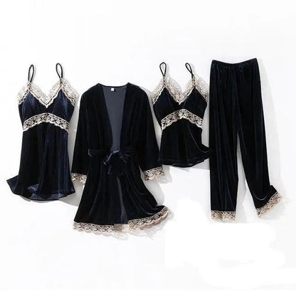Satin Sleepwear with Robe Nightgown Pants