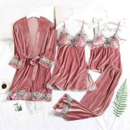Satin Sleepwear with Robe Nightgown Pants
